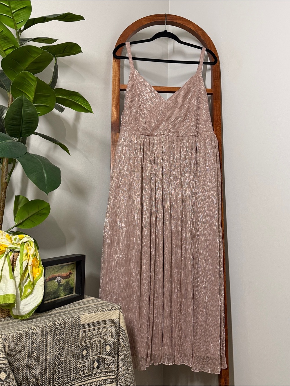 Torrid 3X Metallic Pink Sleeveless Midi Dress NEW